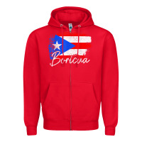Red puerto rico boricua vintage puerto rican flag pride t shirt Zipper Hoodie - linhVisuals