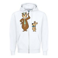 White Yogi Bear Zipper Hoodie - linhVisuals