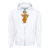 White Yogi Bear Zipper Hoodie - linhVisuals