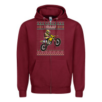 Burgundy christmas motorcycle motocross braap dirt bike xmas Zipper Hoodie - linhVisuals