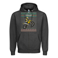 Charcoal Heather christmas motorcycle motocross braap dirt bike xmas Zipper Hoodie - linhVisuals