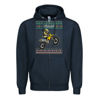 Navy christmas motorcycle motocross braap dirt bike xmas Zipper Hoodie - linhVisuals
