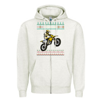 Oatmeal Heather christmas motorcycle motocross braap dirt bike xmas Zipper Hoodie - linhVisuals