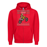 Red christmas motorcycle motocross braap dirt bike xmas Zipper Hoodie - linhVisuals