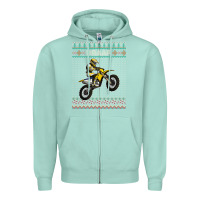 Seafoam christmas motorcycle motocross braap dirt bike xmas Zipper Hoodie - linhVisuals