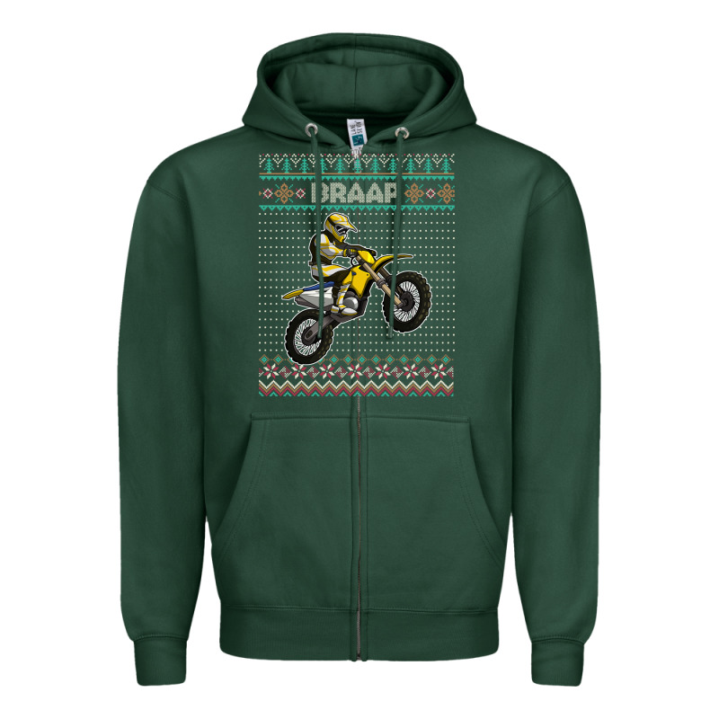 Christmas Motorcycle Motocross Braap Dirt Bike Xmas Zipper Hoodie by linhVisuals | Teevron