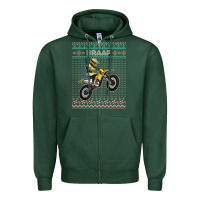 Sports Green christmas motorcycle motocross braap dirt bike xmas Zipper Hoodie - linhVisuals