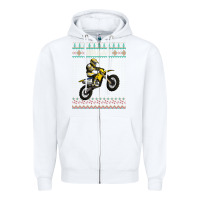 White christmas motorcycle motocross braap dirt bike xmas Zipper Hoodie - linhVisuals