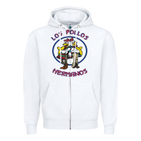 White Los Pollos de Hermanos Zipper Hoodie - linhVisuals
