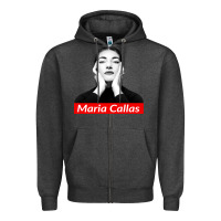 Charcoal Heather Maria Callas Zipper Hoodie - linhVisuals