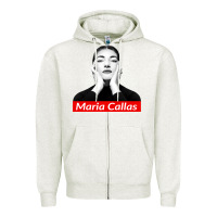 Oatmeal Heather Maria Callas Zipper Hoodie - linhVisuals