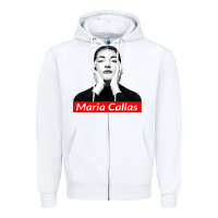 White Maria Callas Zipper Hoodie - linhVisuals
