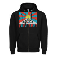 Black free tibet Zipper Hoodie - linhVisuals