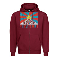 Burgundy free tibet Zipper Hoodie - linhVisuals