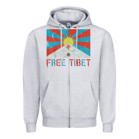 Heather Grey free tibet Zipper Hoodie - linhVisuals