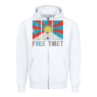 White free tibet Zipper Hoodie - linhVisuals