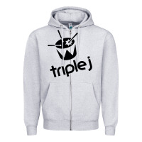 Heather Grey triple j Zipper Hoodie - linhVisuals