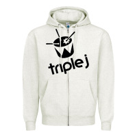 Oatmeal Heather triple j Zipper Hoodie - linhVisuals