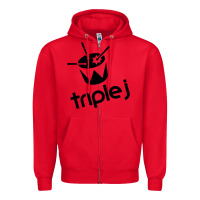 Red triple j Zipper Hoodie - linhVisuals