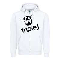 White triple j Zipper Hoodie - linhVisuals