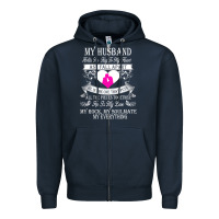 Navy my husband holds the key to my heart Zipper Hoodie - linhVisuals