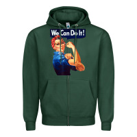 Sports Green rosie the riveter poster we can do it feminist retro Zipper Hoodie - linhVisuals