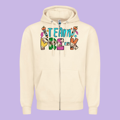 Team Pre K Zipper Hoodie Designed By Jahusdesignshop