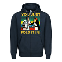 Navy you just fold it in vintage retro Zipper Hoodie - linhVisuals