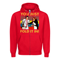 Red you just fold it in vintage retro Zipper Hoodie - linhVisuals