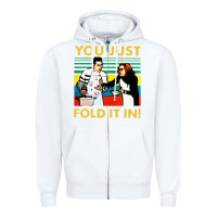 White you just fold it in vintage retro Zipper Hoodie - linhVisuals