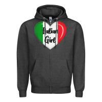 Charcoal Heather italy flag for women italian girl Zipper Hoodie - linhVisuals