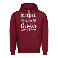 Burgundy keeper of the gender reveal tee shirt girl or boy blue pink Zipper Hoodie - linhVisuals