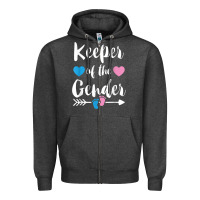 Charcoal Heather keeper of the gender reveal tee shirt girl or boy blue pink Zipper Hoodie - linhVisuals