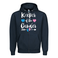 Navy keeper of the gender reveal tee shirt girl or boy blue pink Zipper Hoodie - linhVisuals