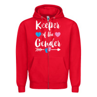 Red keeper of the gender reveal tee shirt girl or boy blue pink Zipper Hoodie - linhVisuals