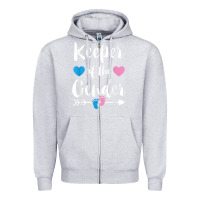 Heather Grey keeper of the gender reveal tee shirt girl or boy blue pink Zipper Hoodie - linhVisuals