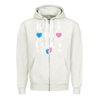 Oatmeal Heather keeper of the gender reveal tee shirt girl or boy blue pink Zipper Hoodie - linhVisuals