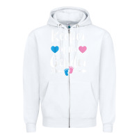 White keeper of the gender reveal tee shirt girl or boy blue pink Zipper Hoodie - linhVisuals