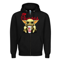 Black baby yoda hold Zipper Hoodie - linhVisuals