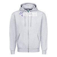 Heather Grey anytime fitness leg day Zipper Hoodie - linhVisuals