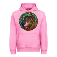 Fuchsia Pink Longhorn Cow Christmas Urban Hoodie - RanaPortraitStore