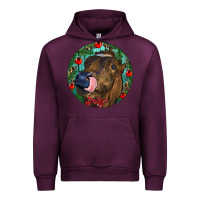 Mauve Wine Longhorn Cow Christmas Urban Hoodie - RanaPortraitStore