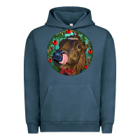 Pigment Midnight Navy Longhorn Cow Christmas Urban Hoodie - RanaPortraitStore