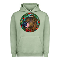Pigment Oil Green Longhorn Cow Christmas Urban Hoodie - RanaPortraitStore