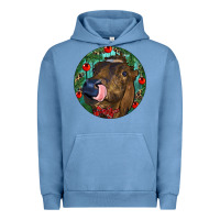 Pigment Pebble Blue Longhorn Cow Christmas Urban Hoodie - RanaPortraitStore
