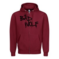 Burgundy bad wolf racerback Zipper Hoodie - linhVisuals