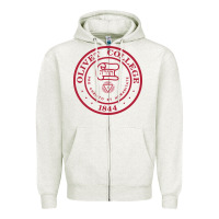 Oatmeal Heather olivet college vectorized Zipper Hoodie - linhVisuals
