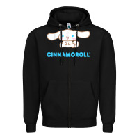 Black cinnamoroll character front and back t shirt Zipper Hoodie - linhVisuals