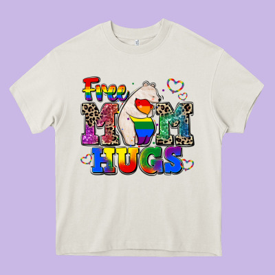 Pride Free Mom Hugs Heavy Core Tee Designed By Cowgirlartshop