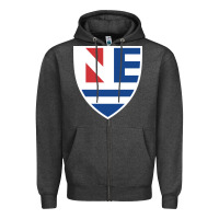 Charcoal Heather new england college shield vectorized Zipper Hoodie - linhVisuals